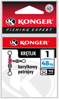 TRIPLE BARREL SWIVEL SIZE 3 pack of 10 pcs. KONGER