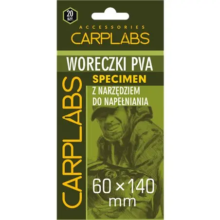 PVA BAGS CARPLABS® SPECIMEN 70X160MM WITH QUICK LOADER OPP. 20 PCS