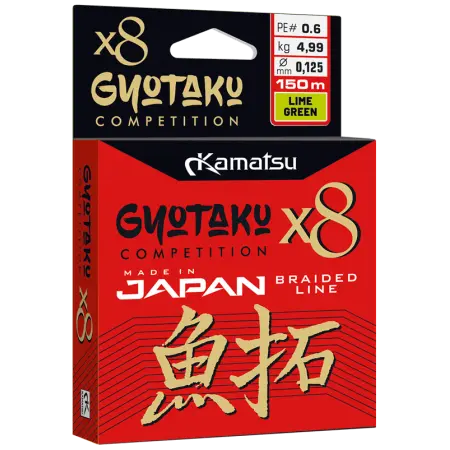 BRAIDED LINE KAMATSU GYOTAKU LIME GREEN X8 0,095mm 4,08kg PE#0.4 /150