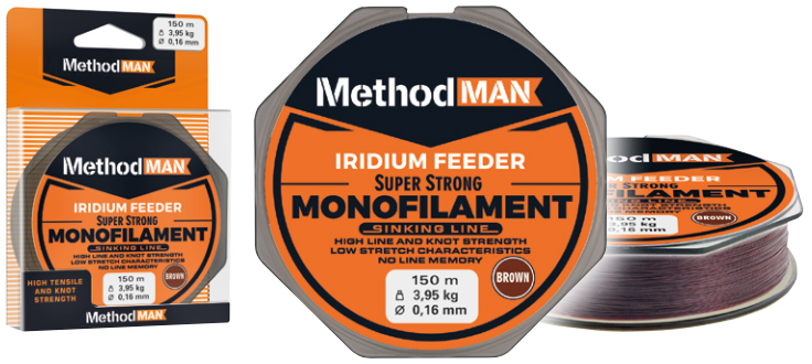MONOFILAMENT METHODMAN IRIDIUM FEEDER BROWN SINKING 0,185mm/150m