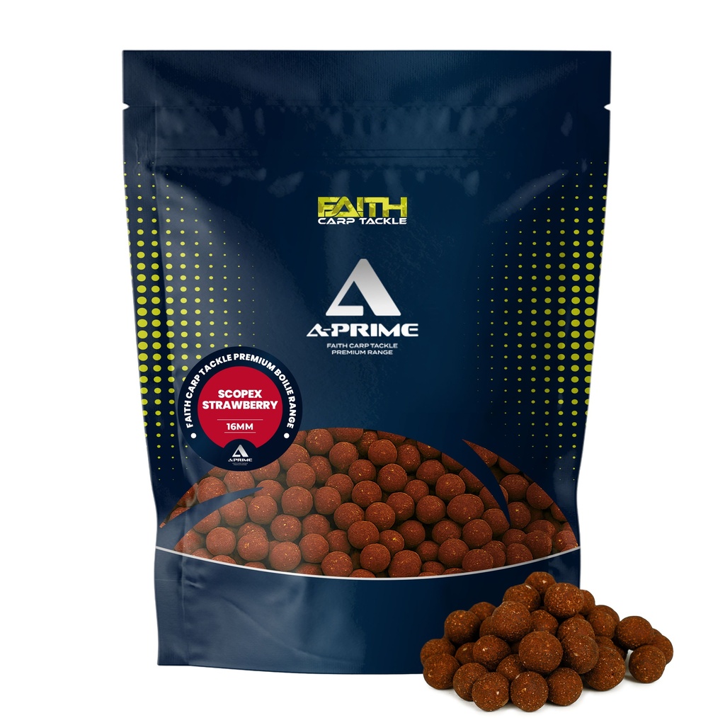 Faith A-Prime Boilie Strawberry/Scopex 1Kg 16mm