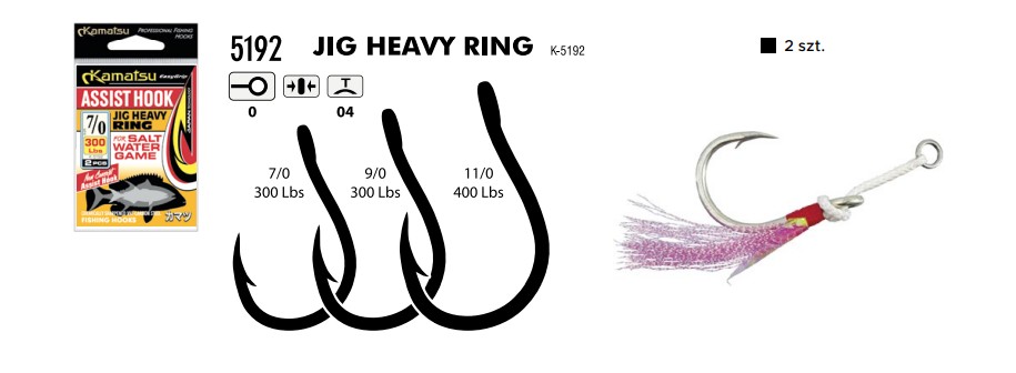 [519200090] ASSIST ANZUELO JIG HEAVY RING 9/0 300Lbs OPP. 2PCS K-