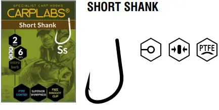 CARPLABS  ANZUELO SHORT SHANK 4 TCO BOLSA 6PCS T-102