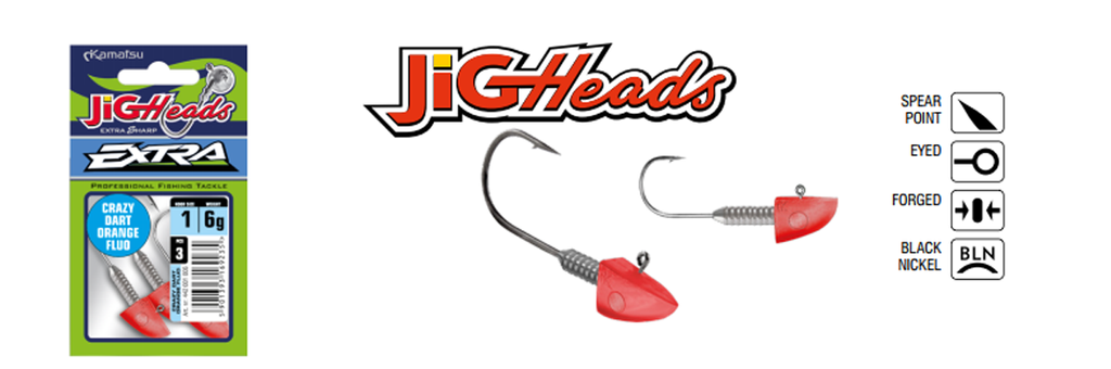 JIGHEAD CRAZY DART ORANGE FLUO 6-2g OPP.3PCS KAMAT