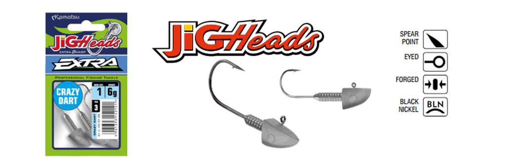 JIGHEAD CRAZY DART UNCOATED 6-4g OPP.3PCS KAMATSU