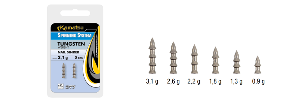 TUNGSTEN WEIGHTS NAIL SINKER SWIMBAIT 1,3G OPP.2PC