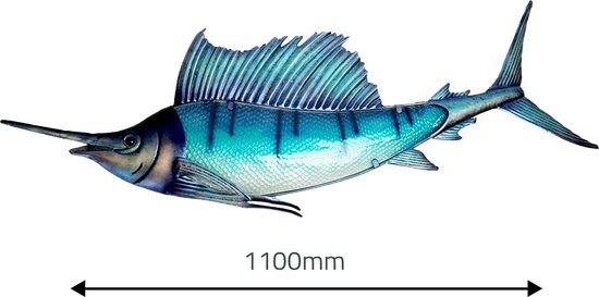 Eurocatch | Sailfish | Decoración de pared 110cm | 3-D | Metaal en Glas | Decoración