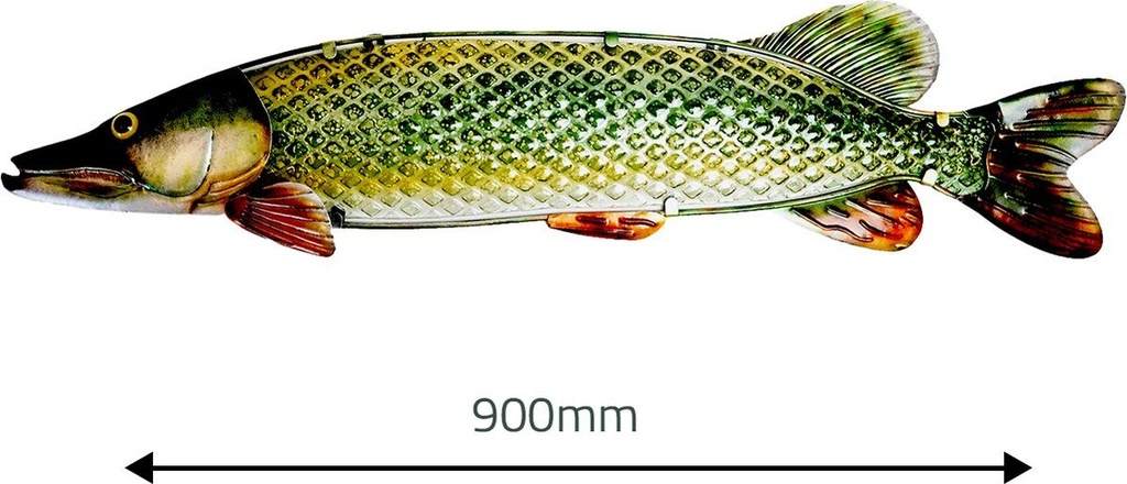 [RAVAV8093] Eurocatch | Snoek | Decoración de pared 90cm | 3-D | Metaal en Glas | Decoración