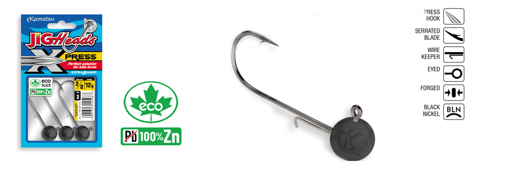 JIGHEAD X-PRESS ECO BLACK 4-3g OPP. 3PCS