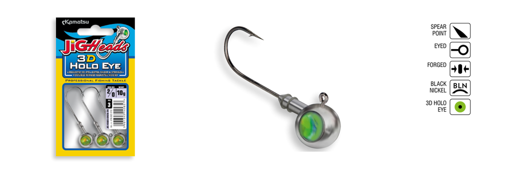 JIGHEAD 3D HOLO EYE GREEN 1-3g BLN OP.3PCS KAMATSU