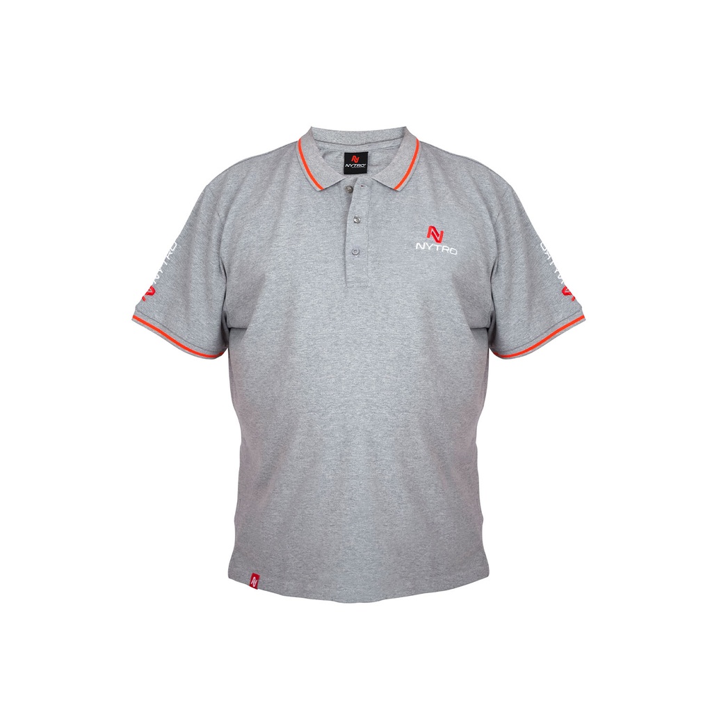 NYTRO LIGHT MARL GREY POLO SHIRT L