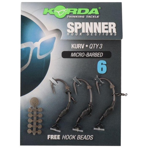 [KCR131] KORDA SPINNER ANZUELO SECTIONS KURV MICRO BARBED - TAMAÑO 6
