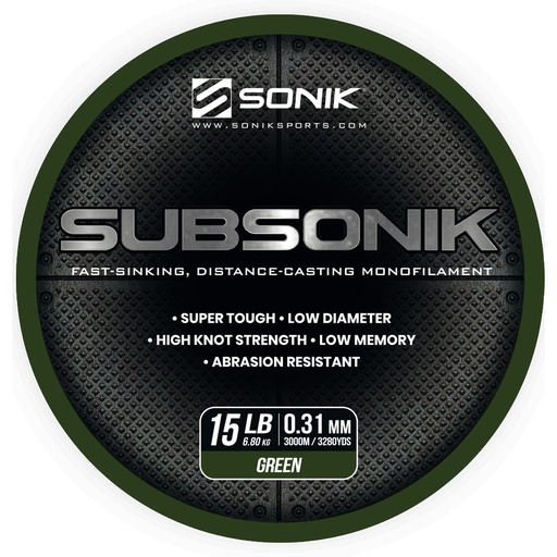[RC0007] SONIK SUBSONIK GREEN 15LB 3000M 0.31mm