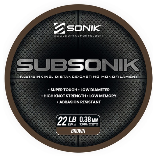 [RC0019] SONIK SUBSONIK BROWN 22LB 3000M 0.38mm